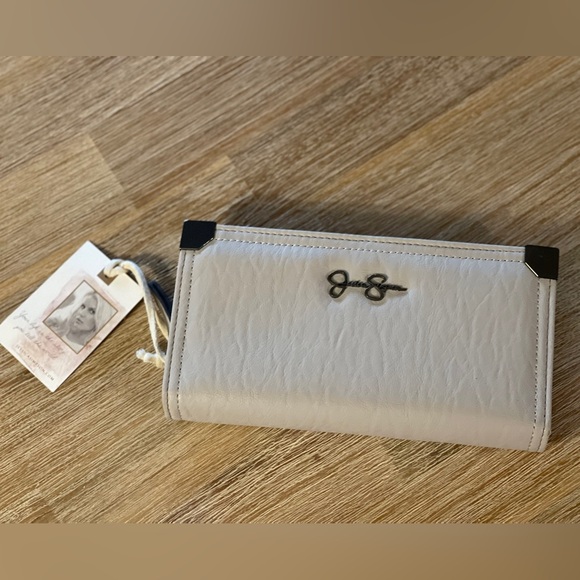 Jessica Simpson Handbags - JESSICA SIMPSON GREY FAUX LEATHER ZIP AROUND/SNAP WALLET (NWT)